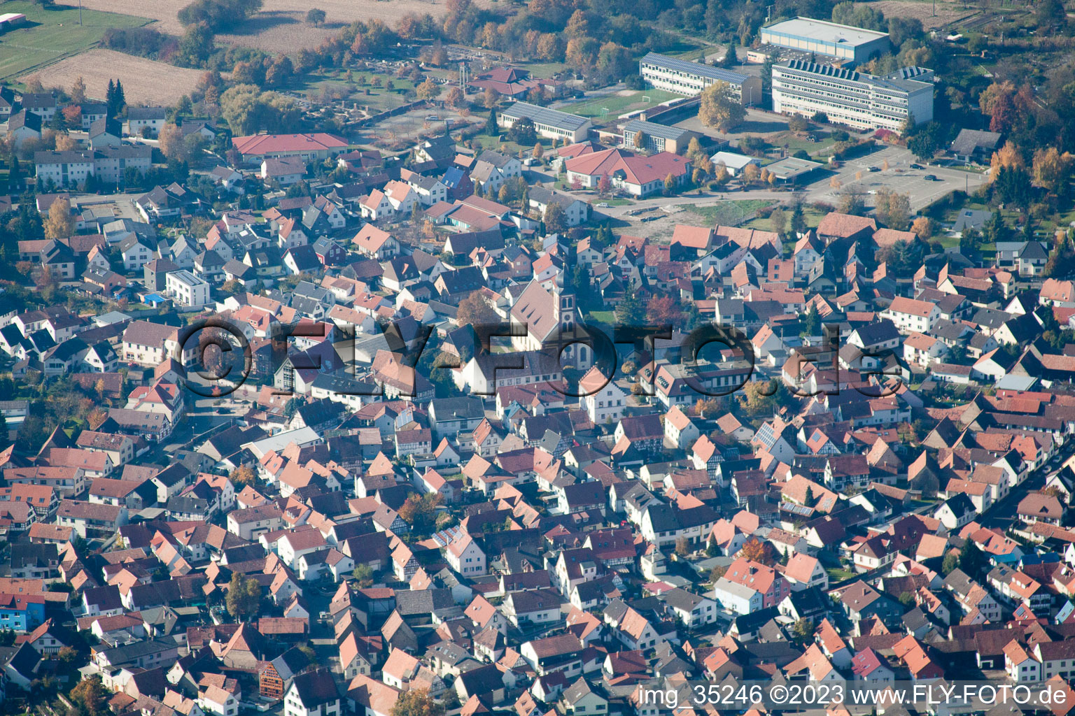 Hagenbach im Bundesland Rheinland-Pfalz, Deutschland aus der Luft betrachtet