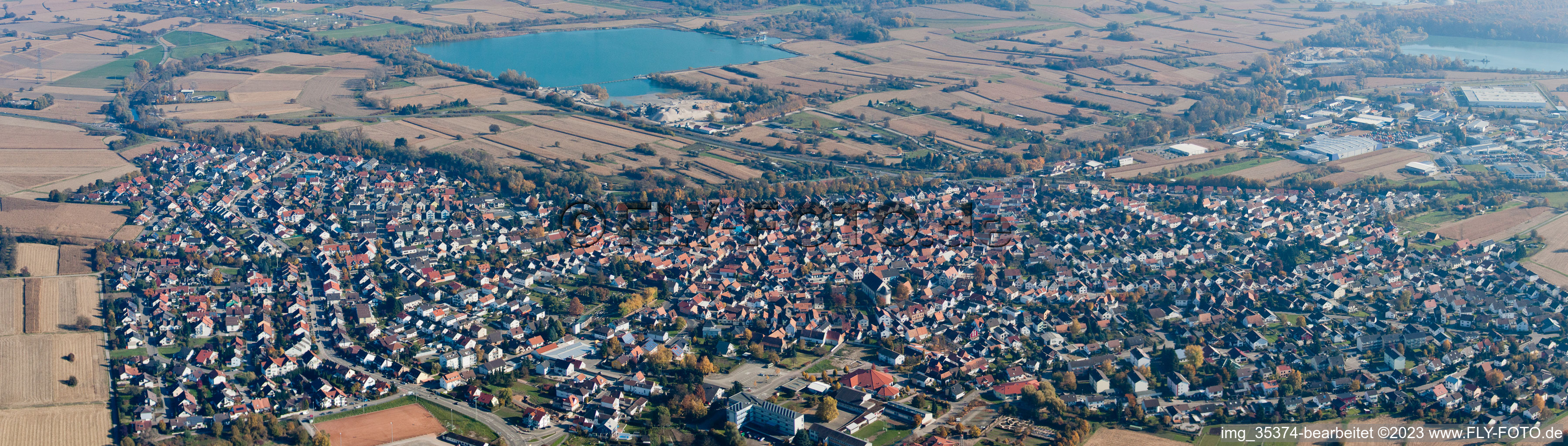Luftaufnahme von Panorama in Hagenbach im Bundesland Rheinland-Pfalz, Deutschland