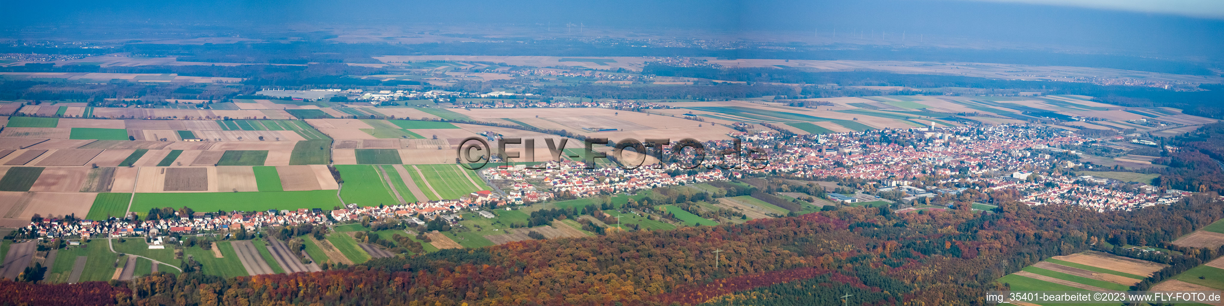 Luftbild von Panorama von Südwesten in Kandel im Bundesland Rheinland-Pfalz, Deutschland