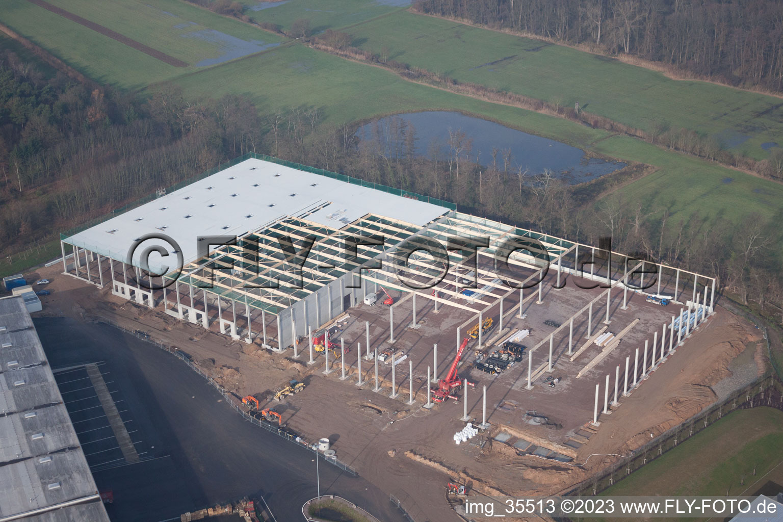 Minderslachen, Gewerbegebiet, Gazely Logistik-Center 2. Bauabschnitt in Kandel im Bundesland Rheinland-Pfalz, Deutschland aus der Luft