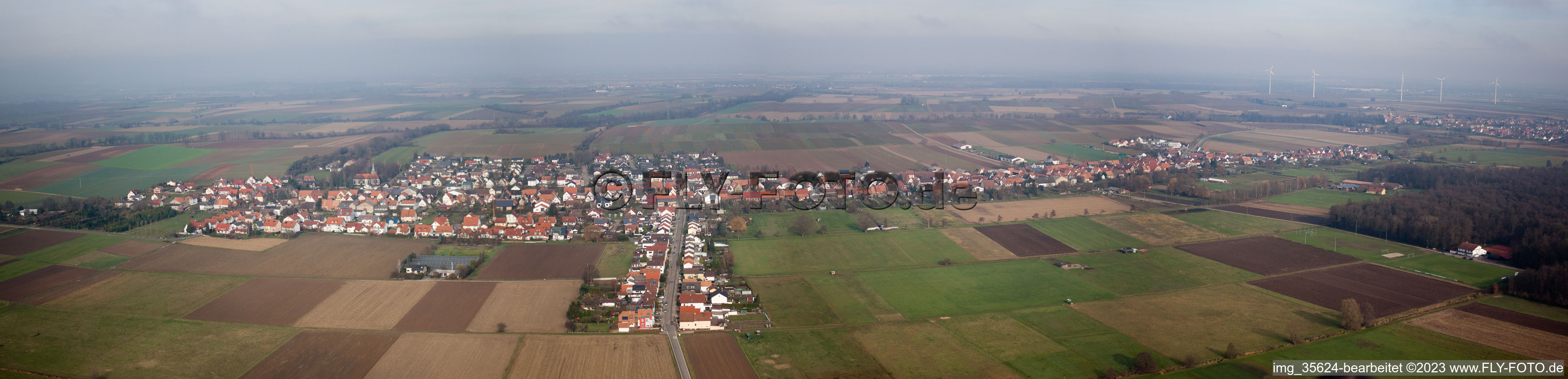 Luftbild von Panorama in Freckenfeld im Bundesland Rheinland-Pfalz, Deutschland