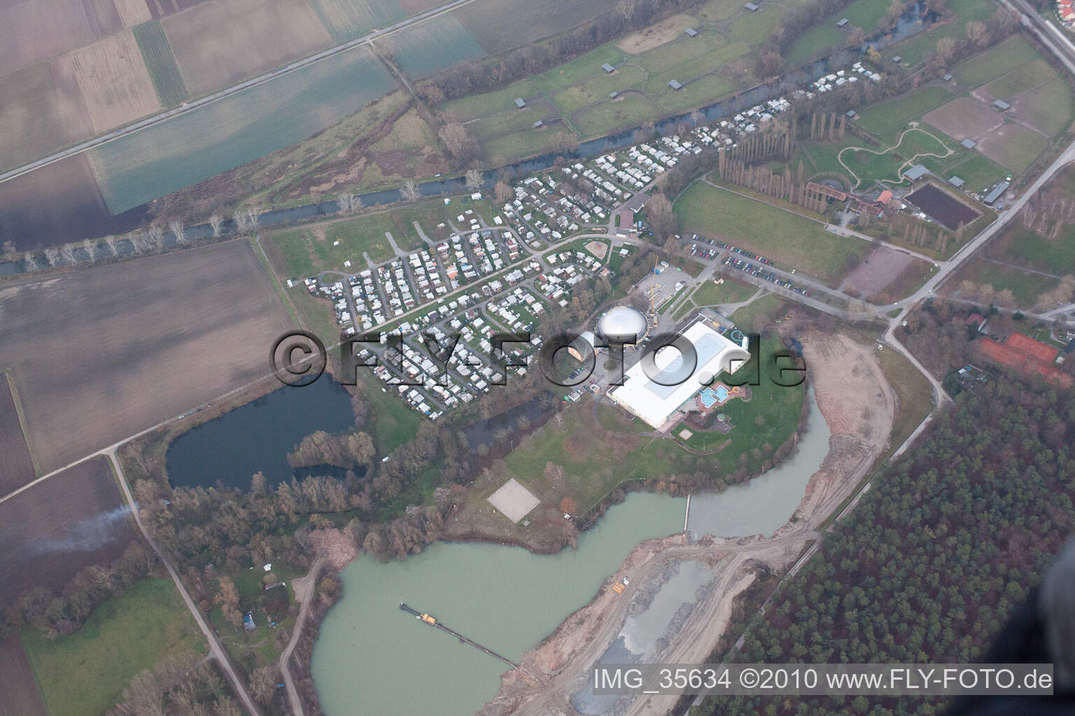 Luftbild von Rülzheim, Campingplatz im Bundesland Rheinland-Pfalz, Deutschland