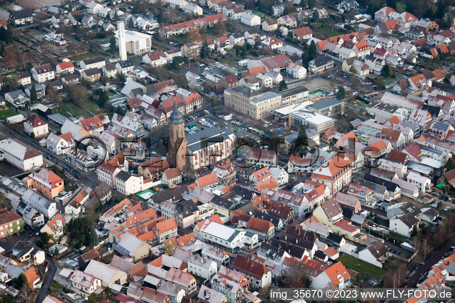 Luftbild von Kandel, Marktplatz im Bundesland Rheinland-Pfalz, Deutschland
