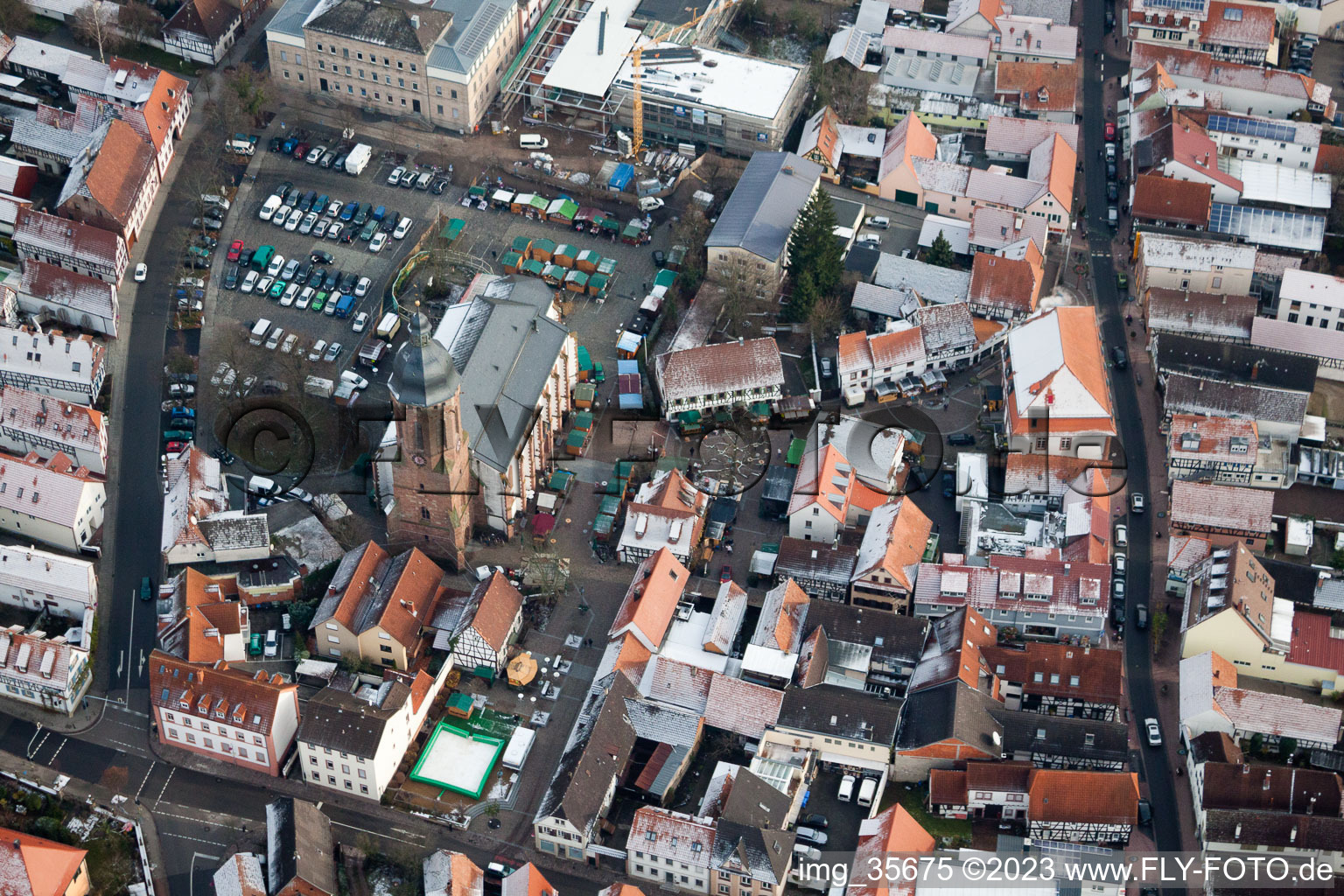 Luftaufnahme von Kandel, Marktplatz im Bundesland Rheinland-Pfalz, Deutschland