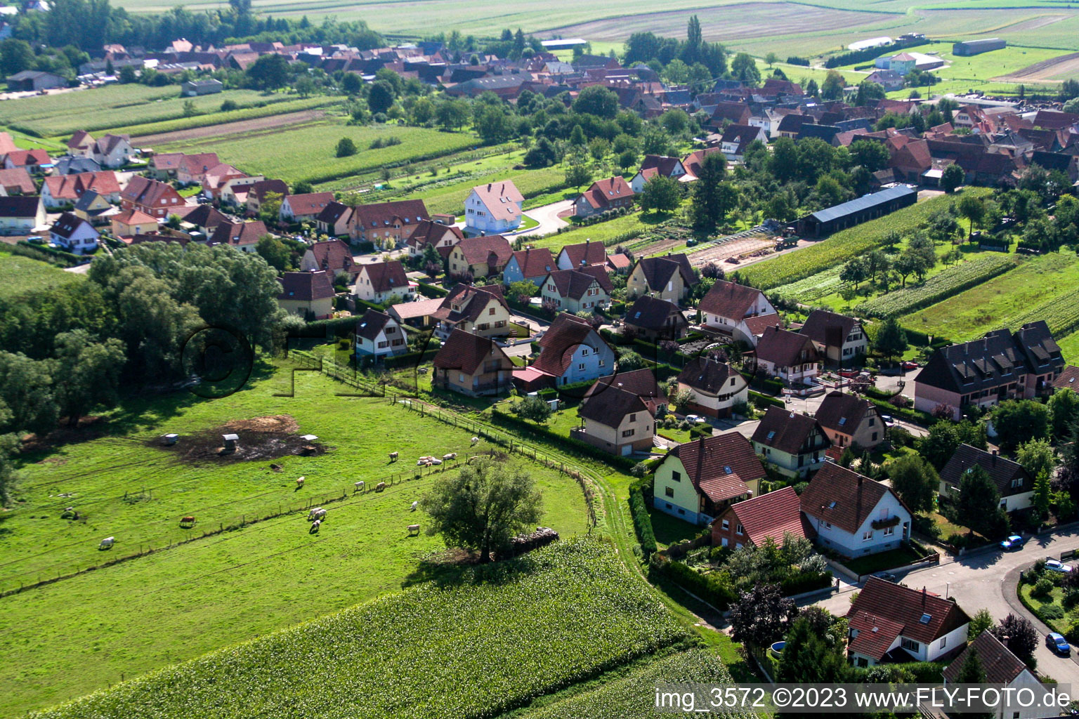 Niederlauterbach(Elsass) im Bundesland Bas-Rhin, Frankreich aus der Luft