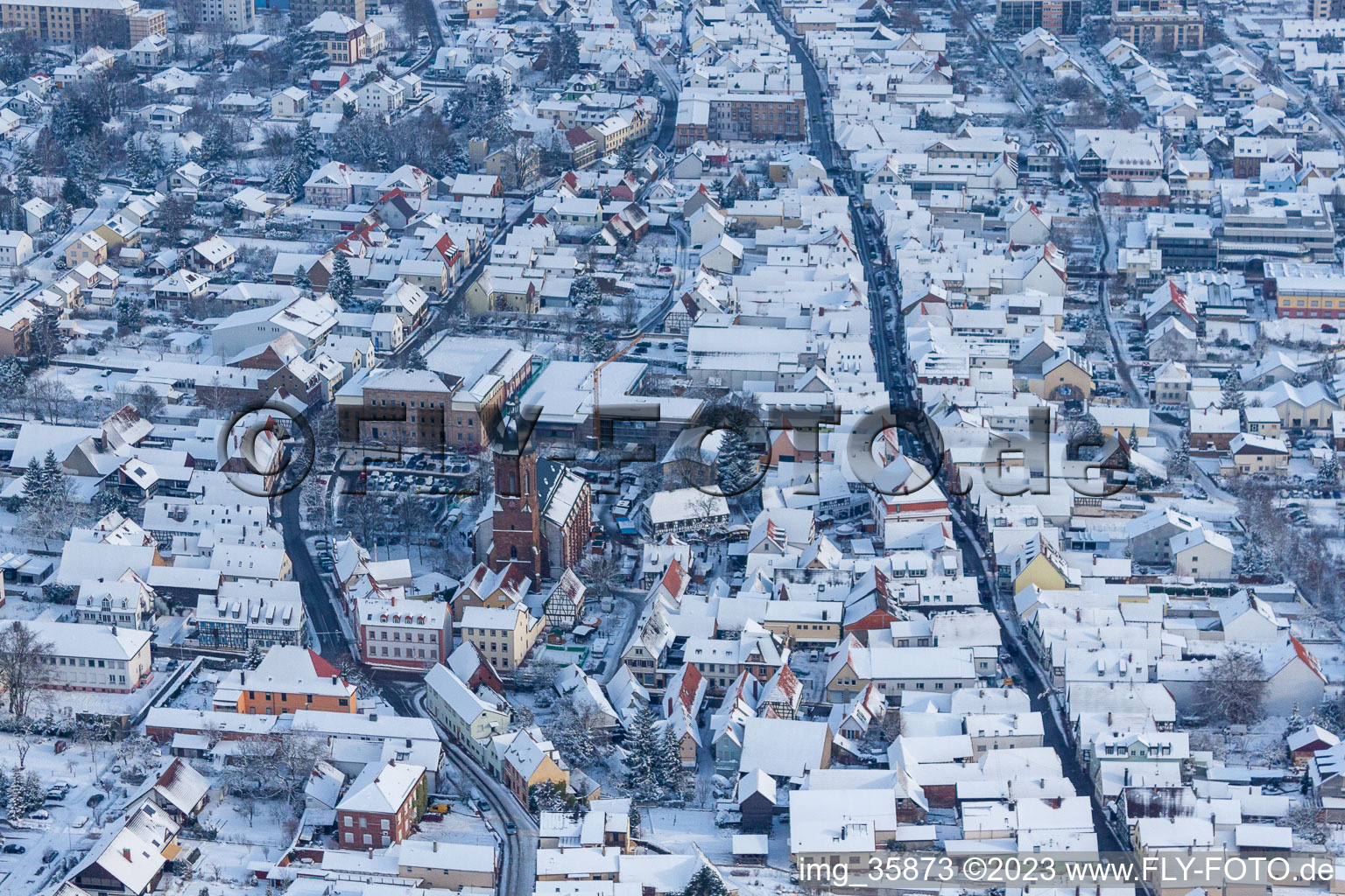 Luftbild von Im Schnee in Kandel im Bundesland Rheinland-Pfalz, Deutschland