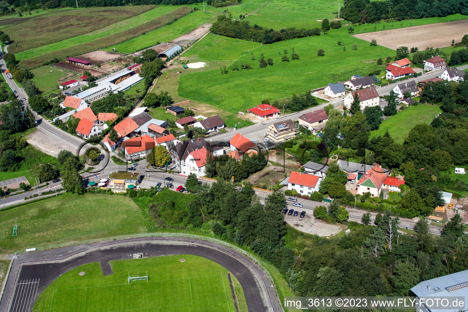 Neulauterburg im Bundesland Rheinland-Pfalz, Deutschland aus der Drohnenperspektive