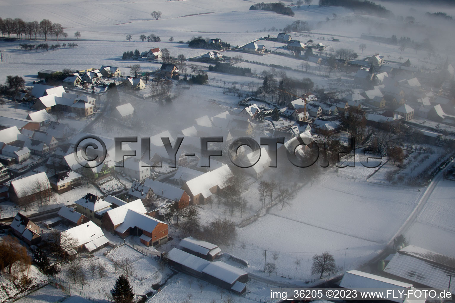 Drohnenbild von Wintzenbach (Elsass) im Bundesland Bas-Rhin, Frankreich