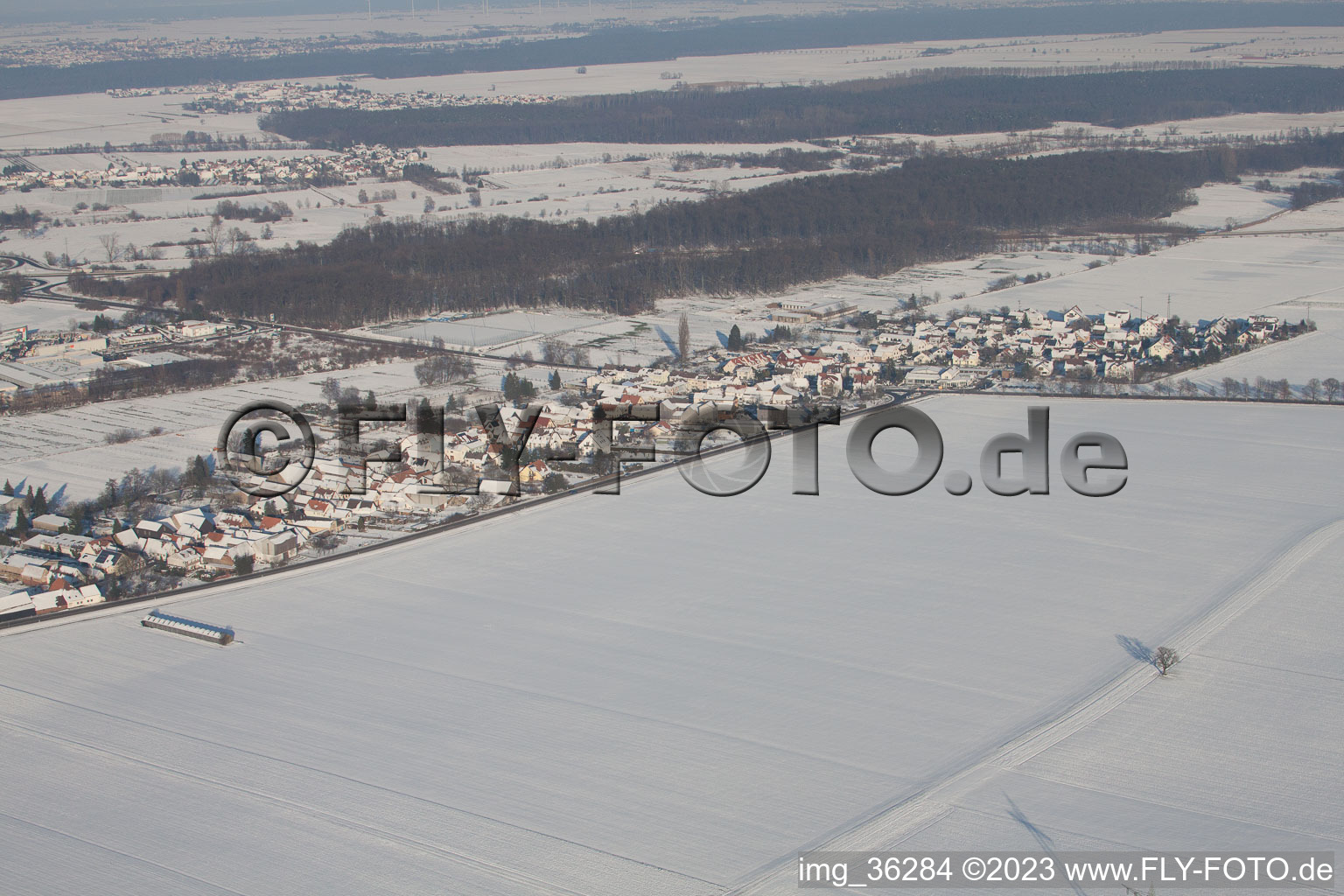 Luftbild von Ortsteil Minderslachen in Kandel im Bundesland Rheinland-Pfalz, Deutschland