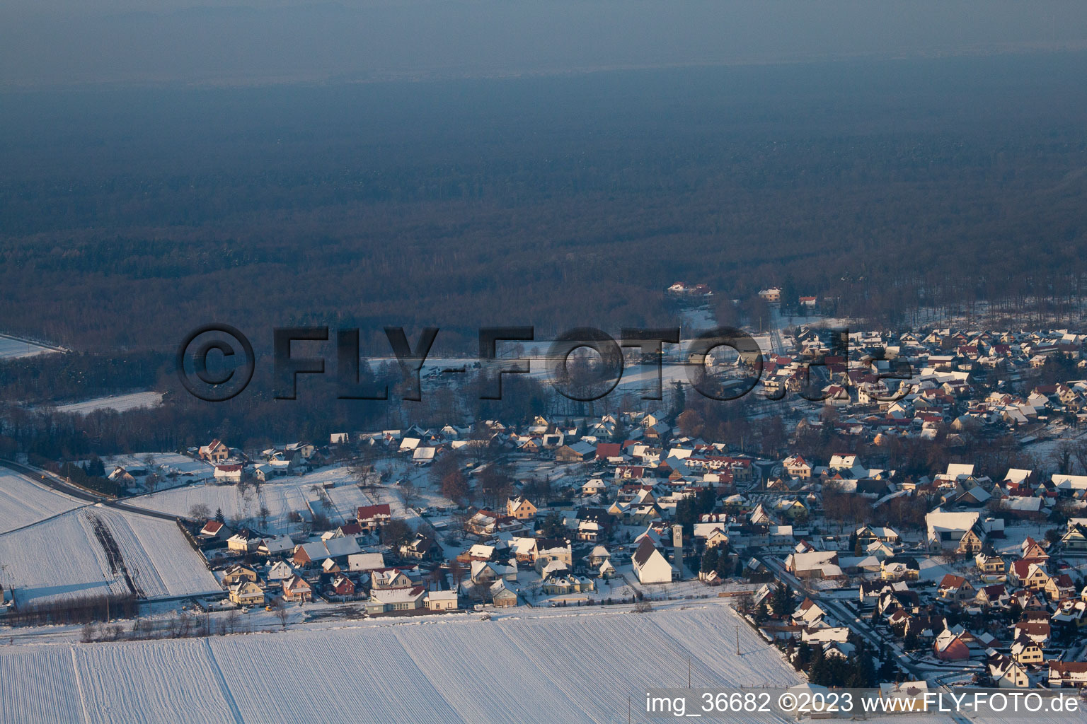 Luftbild von Scheibenhard (Elsass) im Bundesland Bas-Rhin, Frankreich