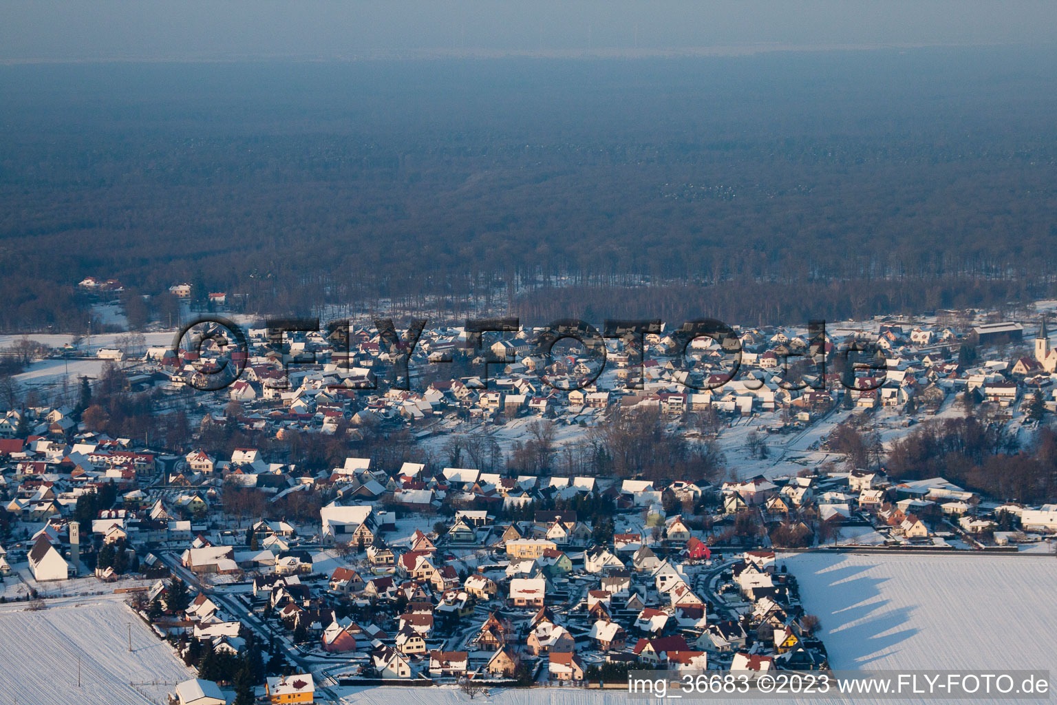 Luftaufnahme von Scheibenhard (Elsass) im Bundesland Bas-Rhin, Frankreich