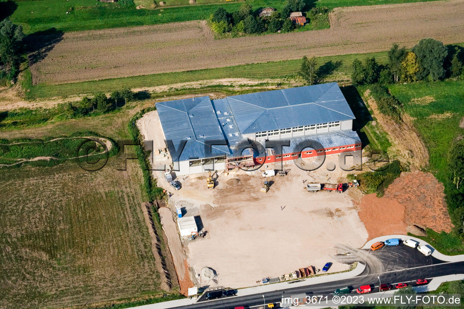 Luftbild von Kandel, Neubau Mehrzweckhalle im Bundesland Rheinland-Pfalz, Deutschland