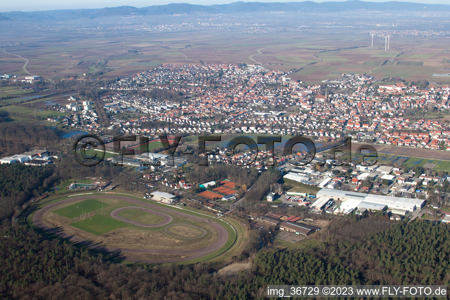 Ortsteil Herxheim in Herxheim bei Landau/Pfalz im Bundesland Rheinland-Pfalz, Deutschland aus der Vogelperspektive