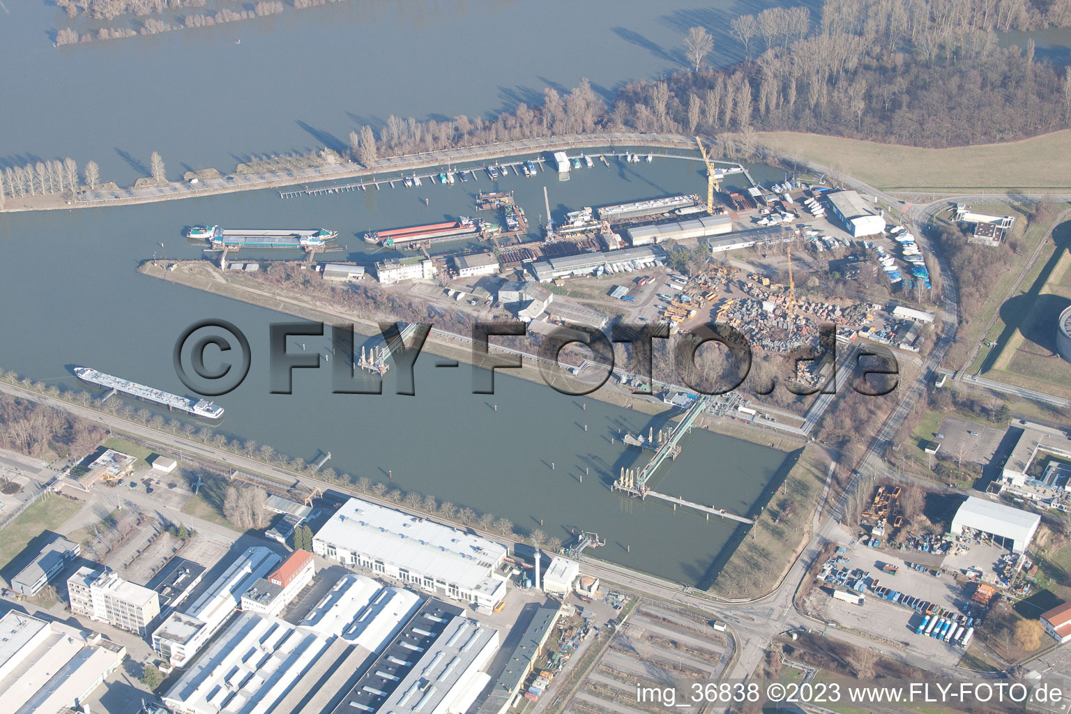Speyer, Hafen im Bundesland Rheinland-Pfalz, Deutschland aus der Vogelperspektive