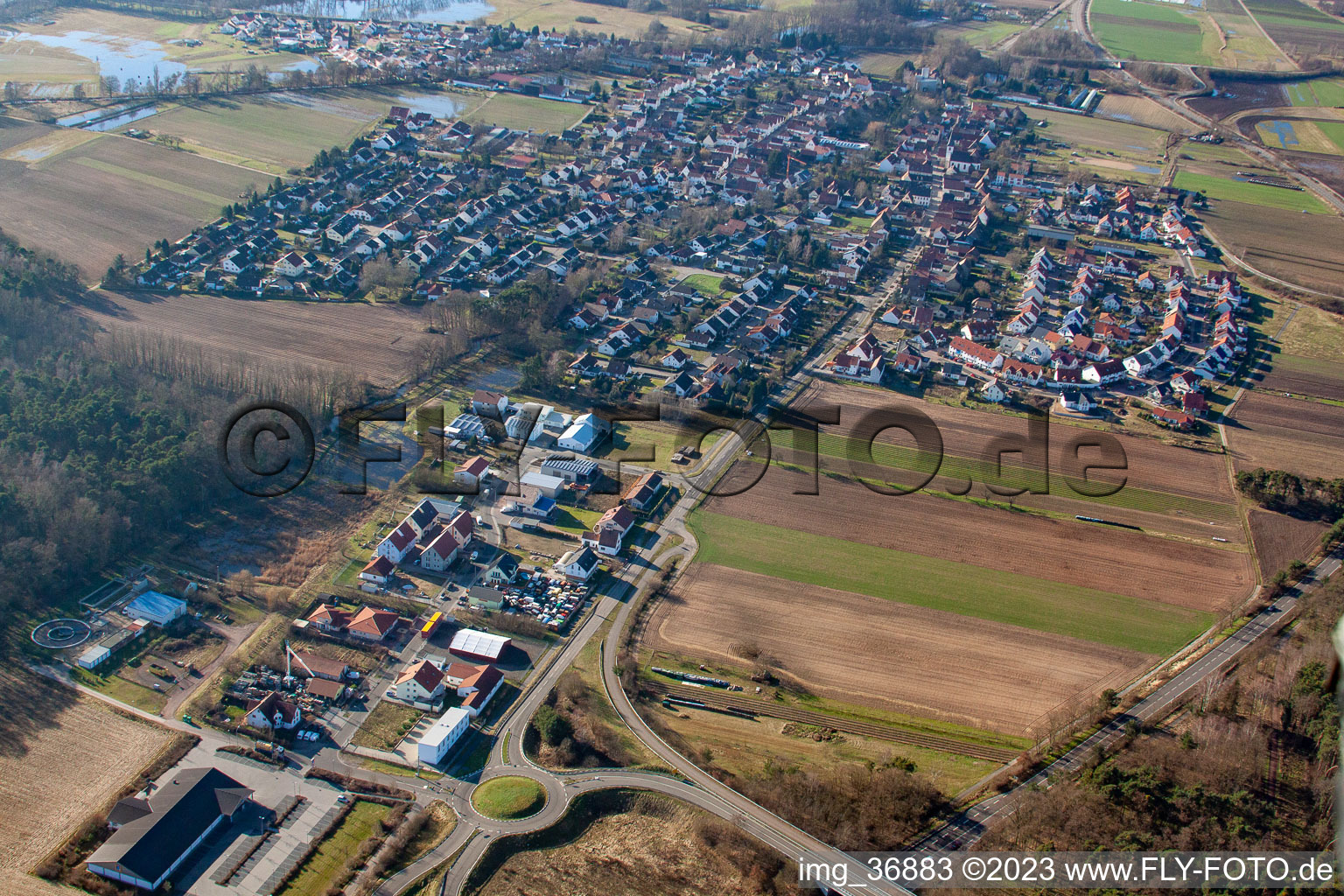 Drohnenaufname von Hanhofen im Bundesland Rheinland-Pfalz, Deutschland