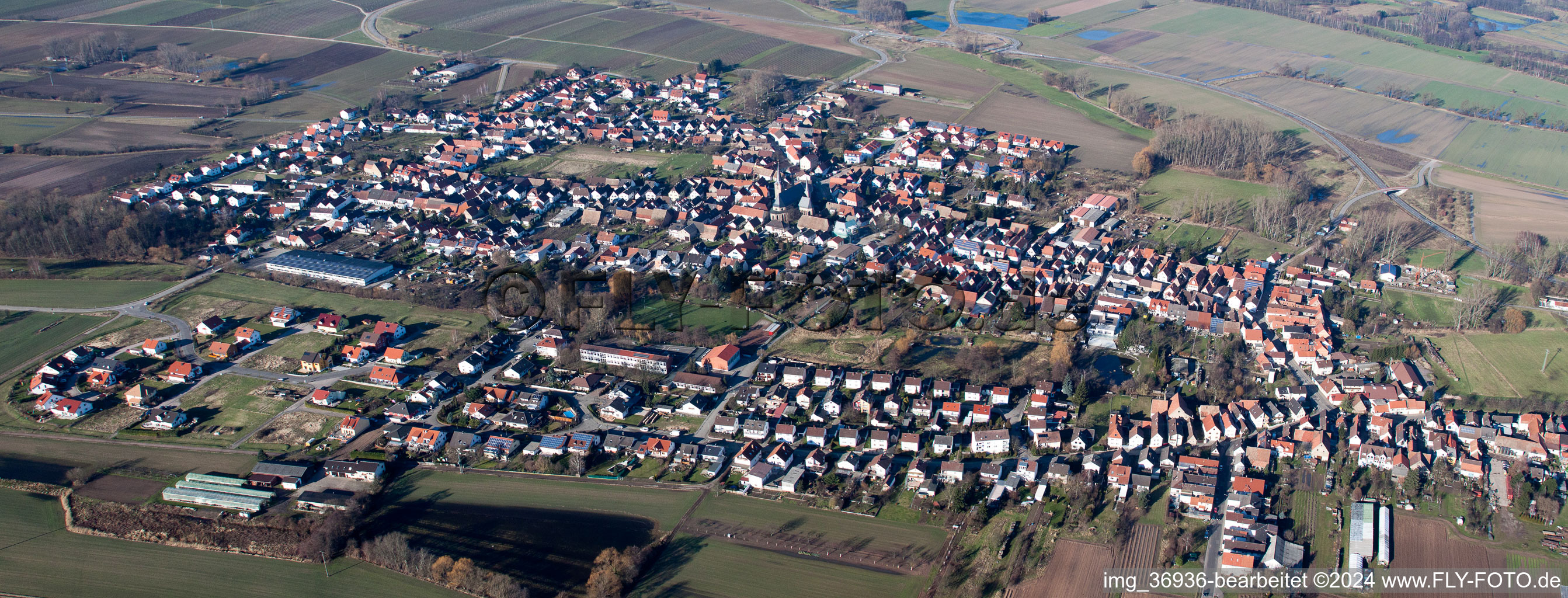 Panorama Perspektive Dorf - Ansicht in Gommersheim im Bundesland Rheinland-Pfalz, Deutschland