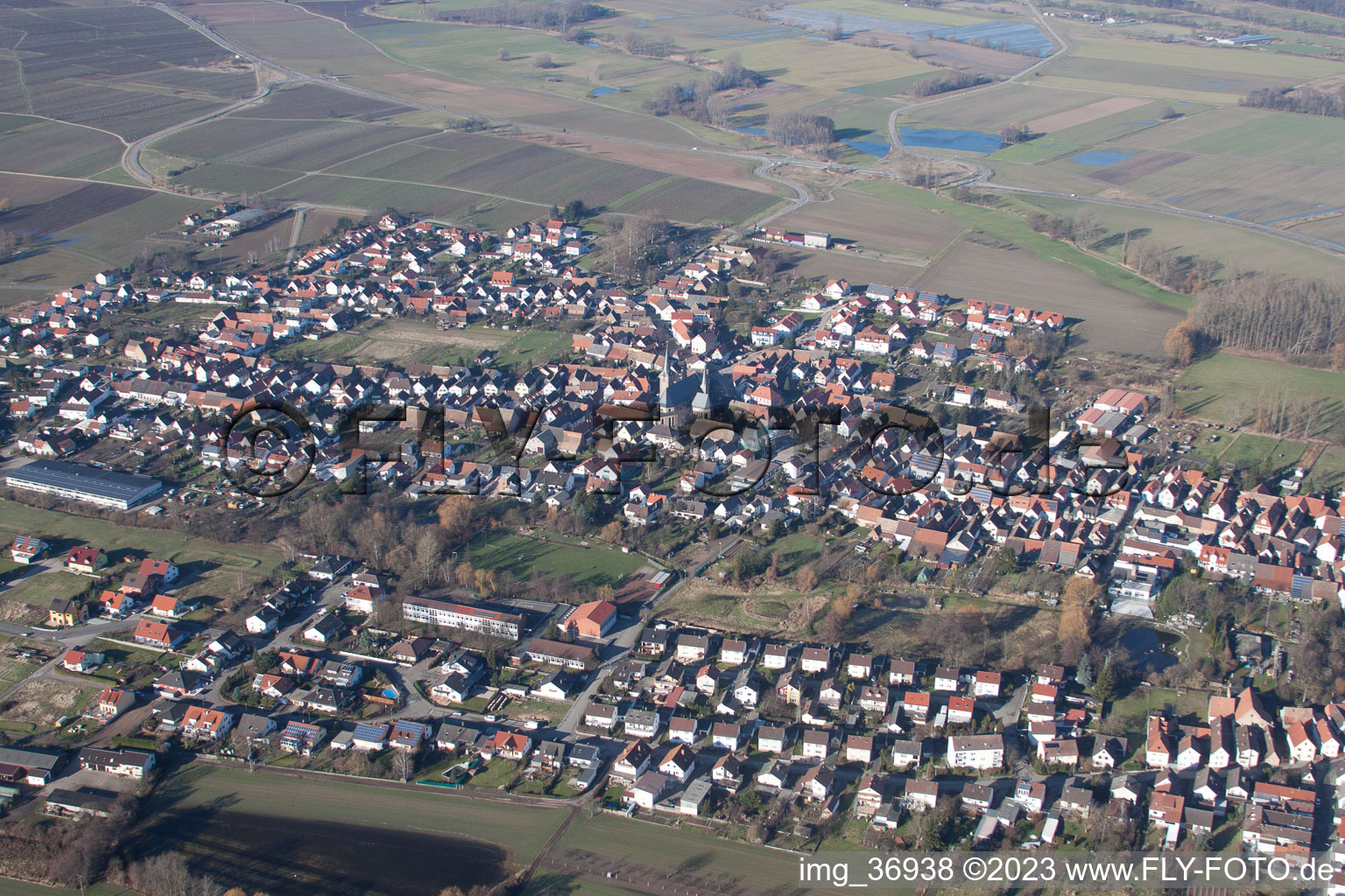 Gommersheim im Bundesland Rheinland-Pfalz, Deutschland aus der Drohnenperspektive