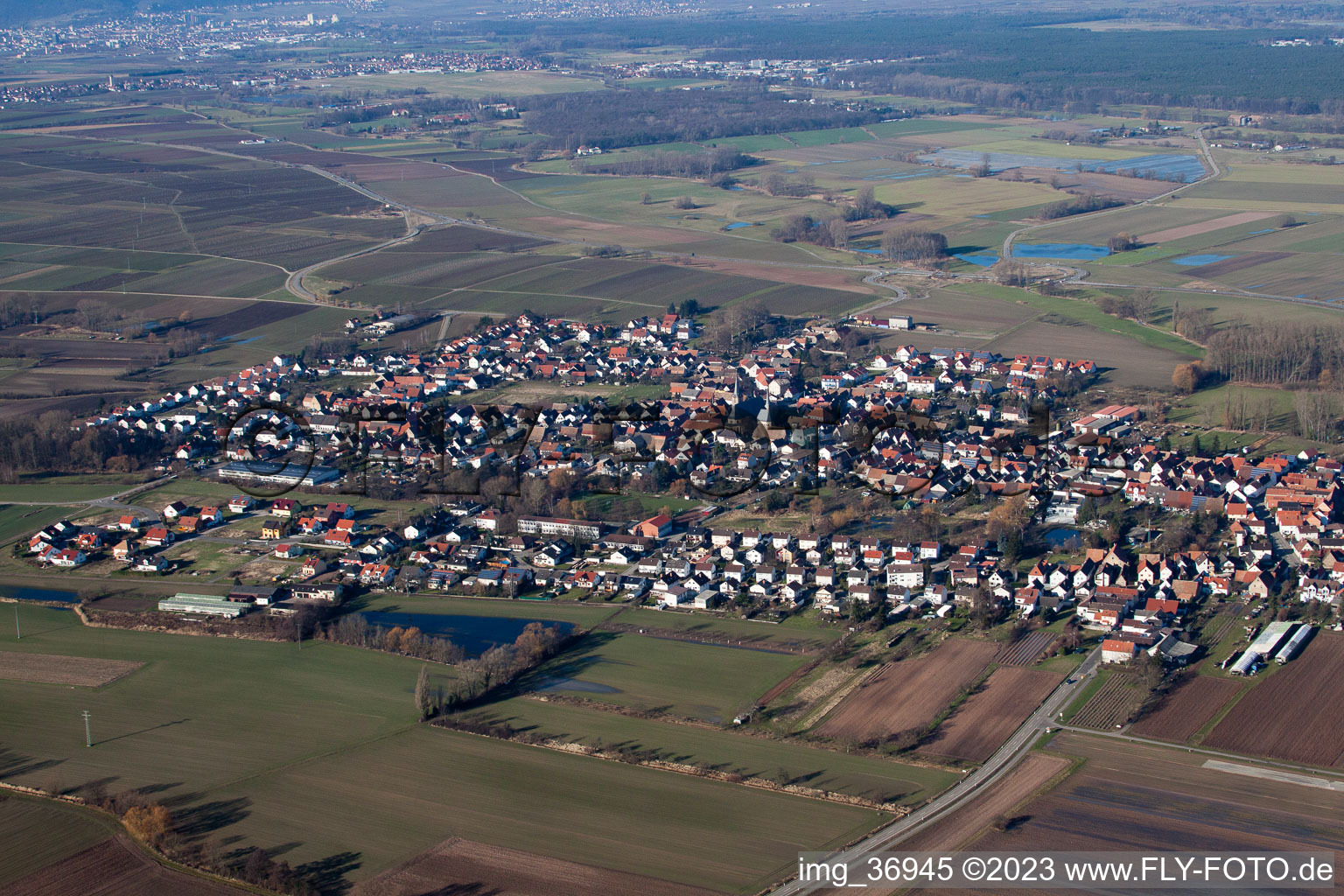 Schrägluftbild von Gommersheim im Bundesland Rheinland-Pfalz, Deutschland