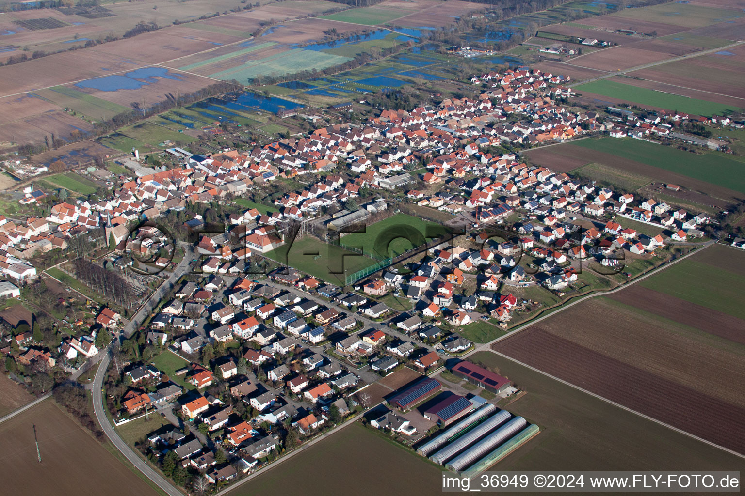 Gommersheim im Bundesland Rheinland-Pfalz, Deutschland von oben