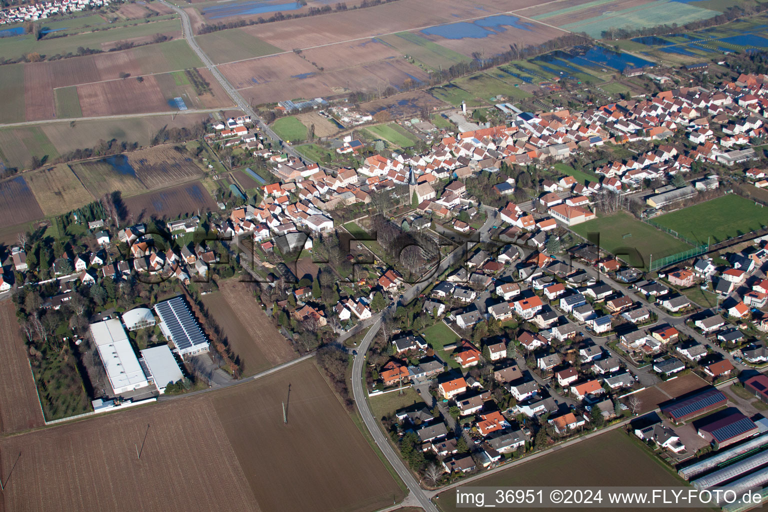 Gommersheim im Bundesland Rheinland-Pfalz, Deutschland aus der Luft