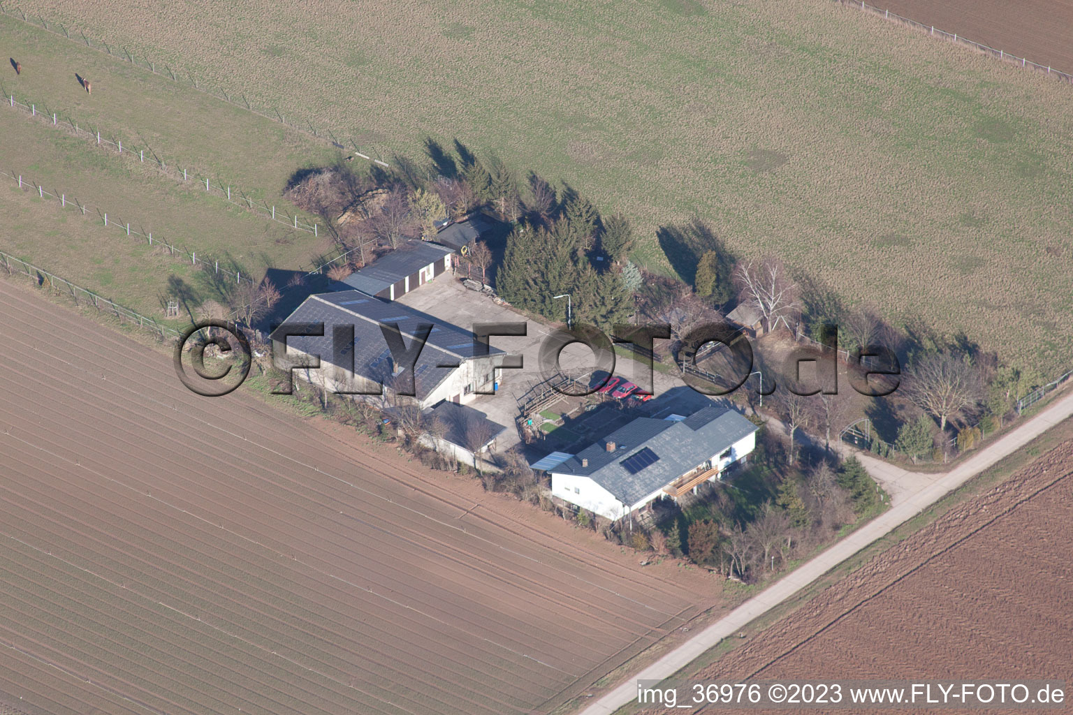Luftaufnahme von Zeiskam, Binsenhof im Bundesland Rheinland-Pfalz, Deutschland