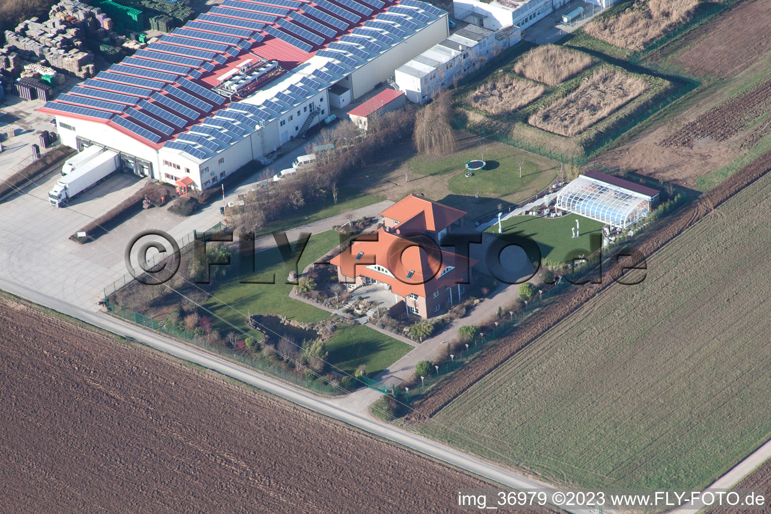 Luftbild von Zeiskam, Hortulanushof im Bundesland Rheinland-Pfalz, Deutschland