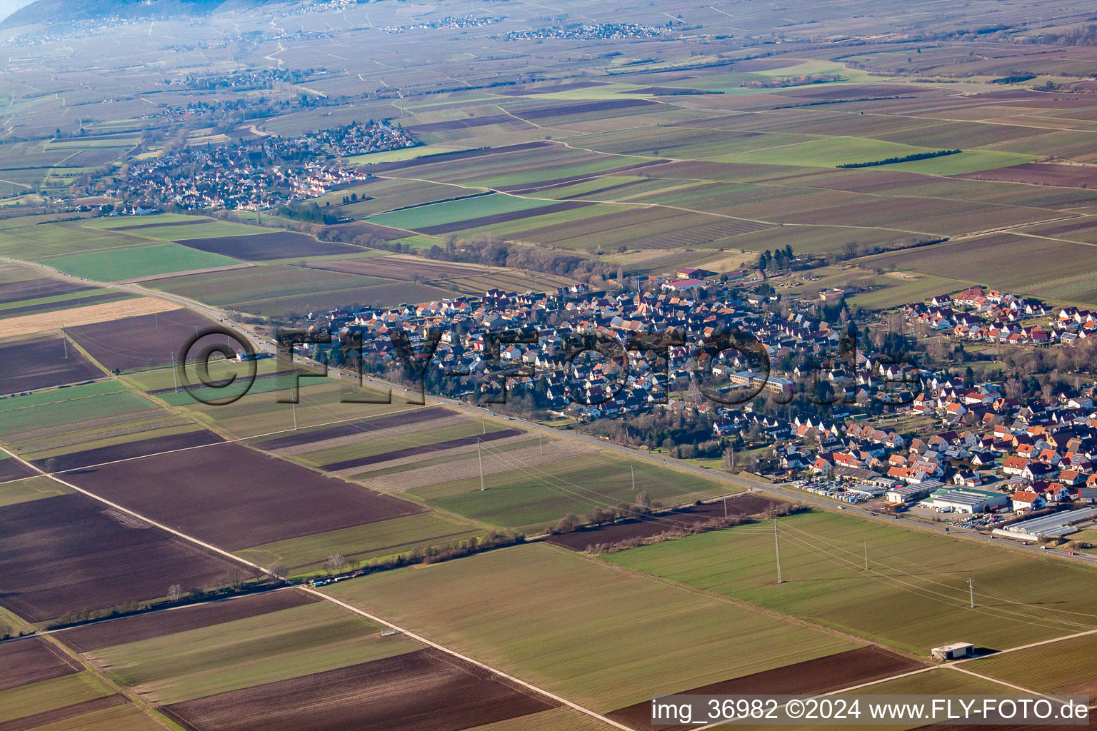 Luftaufnahme von Hochlustadt in Lustadt im Bundesland Rheinland-Pfalz, Deutschland