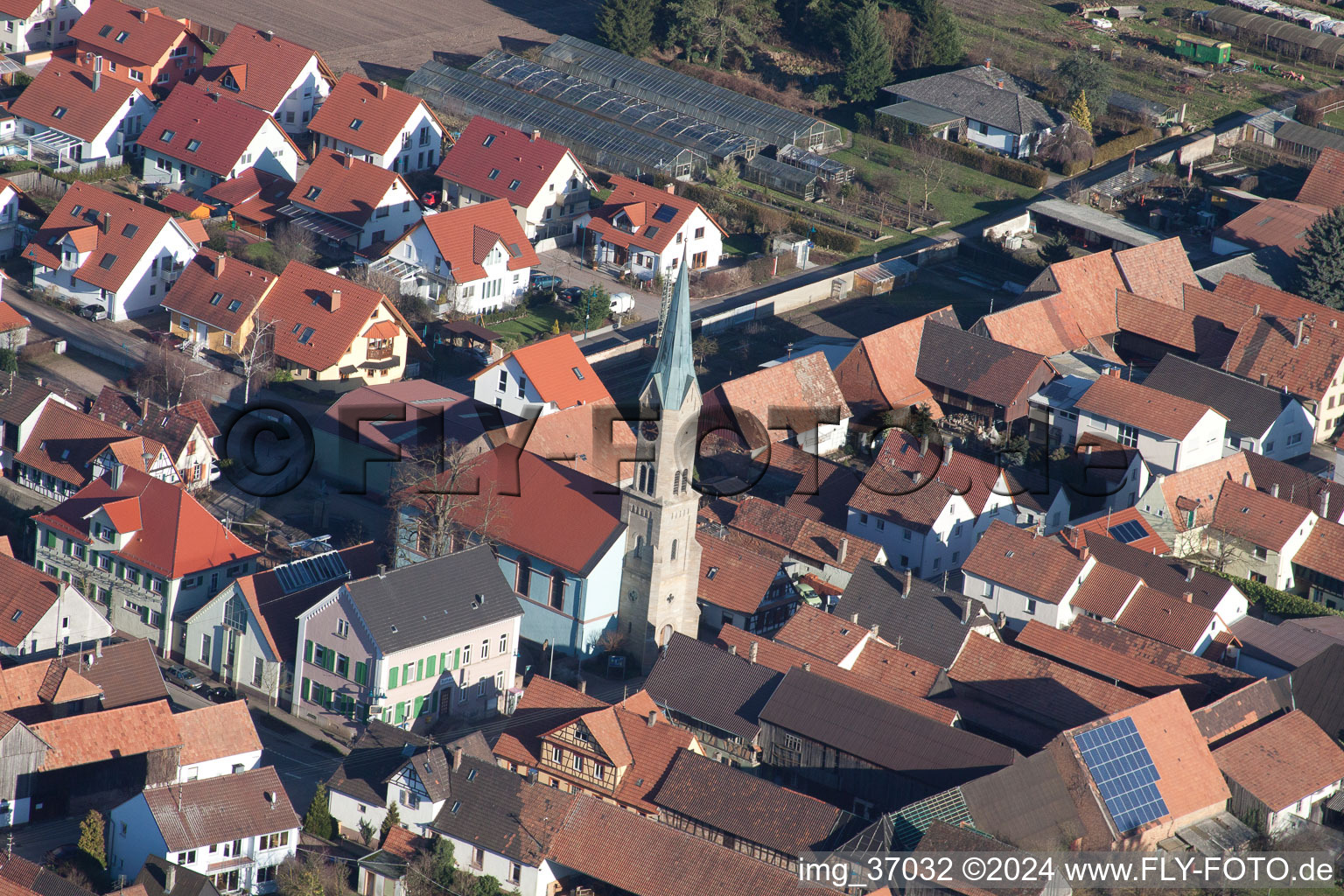 Luftbild von Von Südwesten in Erlenbach bei Kandel im Bundesland Rheinland-Pfalz, Deutschland