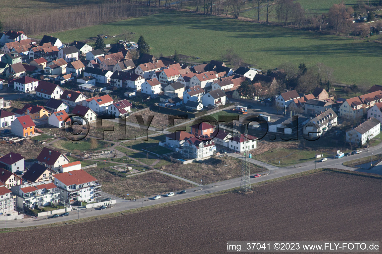 Kandel, Neubaugebiet Höhenweg im Bundesland Rheinland-Pfalz, Deutschland aus der Drohnenperspektive