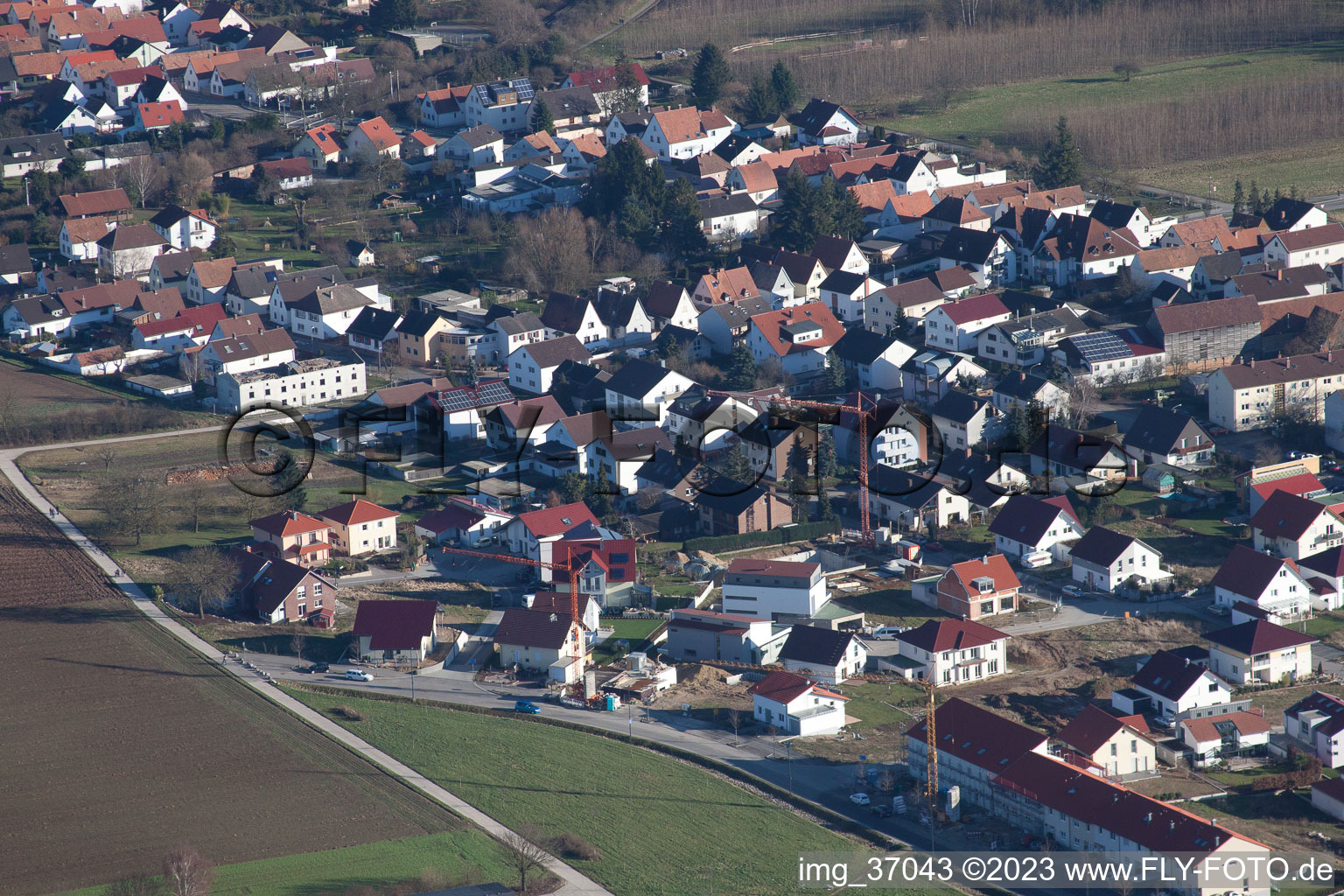 Kandel, Neubaugebiet Höhenweg im Bundesland Rheinland-Pfalz, Deutschland von der Drohne aus gesehen