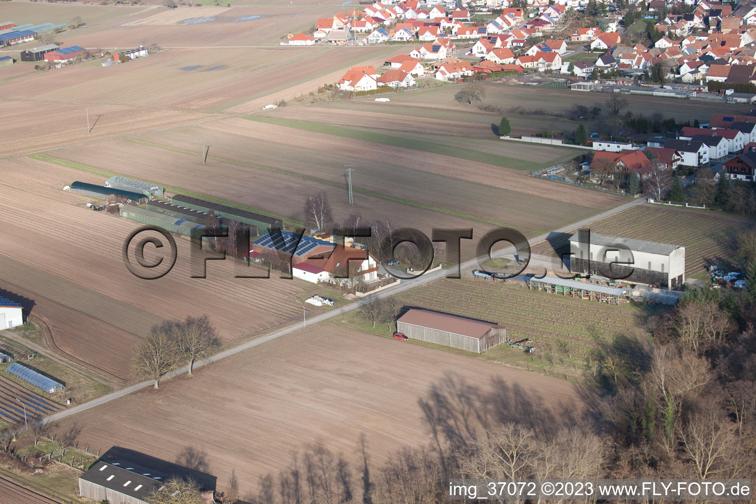Luftbild von Hördt, Aussiedlerhöfe Richtung Rülzheim im Bundesland Rheinland-Pfalz, Deutschland