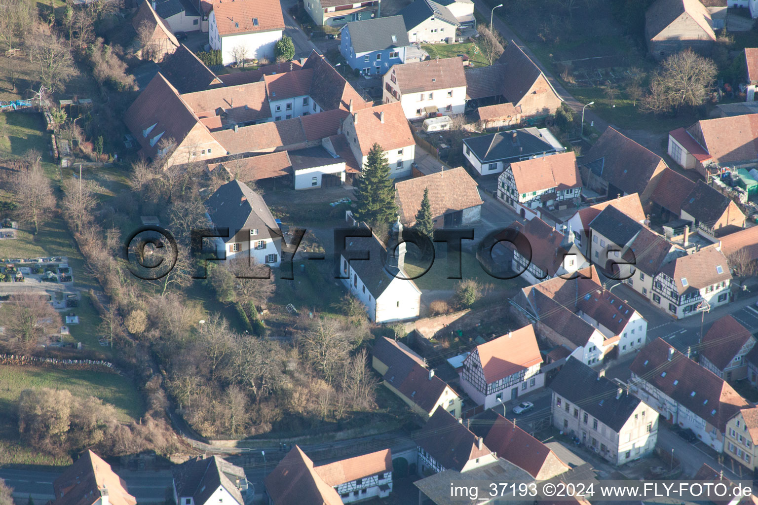 Impflingen im Bundesland Rheinland-Pfalz, Deutschland vom Flugzeug aus