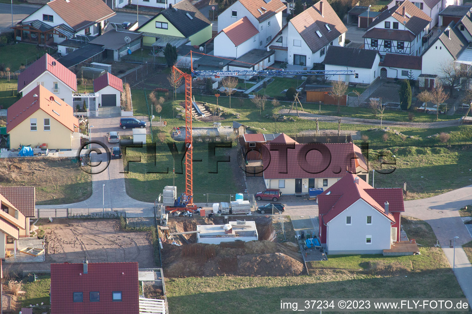 Schaidt Neubaugebiet NO in Wörth am Rhein im Bundesland Rheinland-Pfalz, Deutschland aus der Luft betrachtet