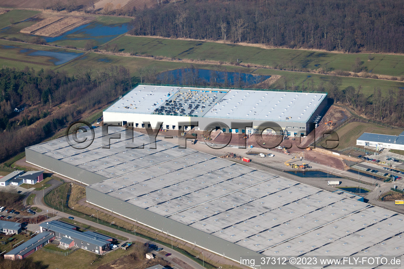 Luftbild von Minderslachen, Gewerbegebiet Horst, 3. Bauabschnitt Gazely in Kandel im Bundesland Rheinland-Pfalz, Deutschland