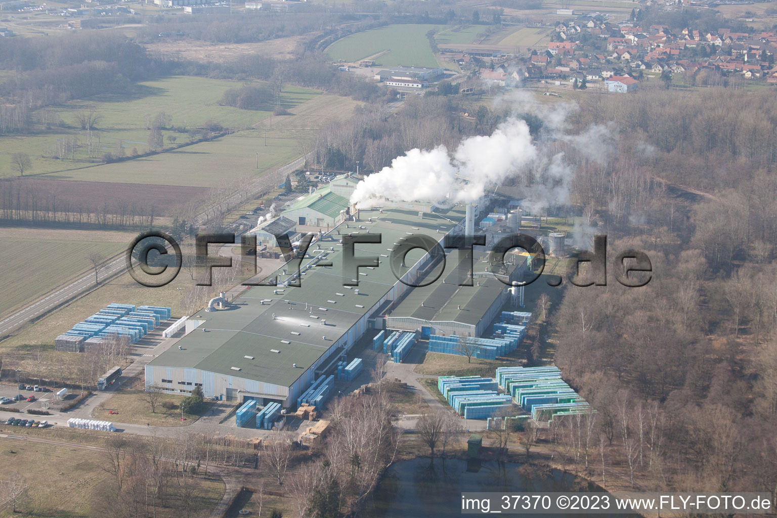 Drohnenbild von Altenstadt(Elsass) im Bundesland Bas-Rhin, Frankreich