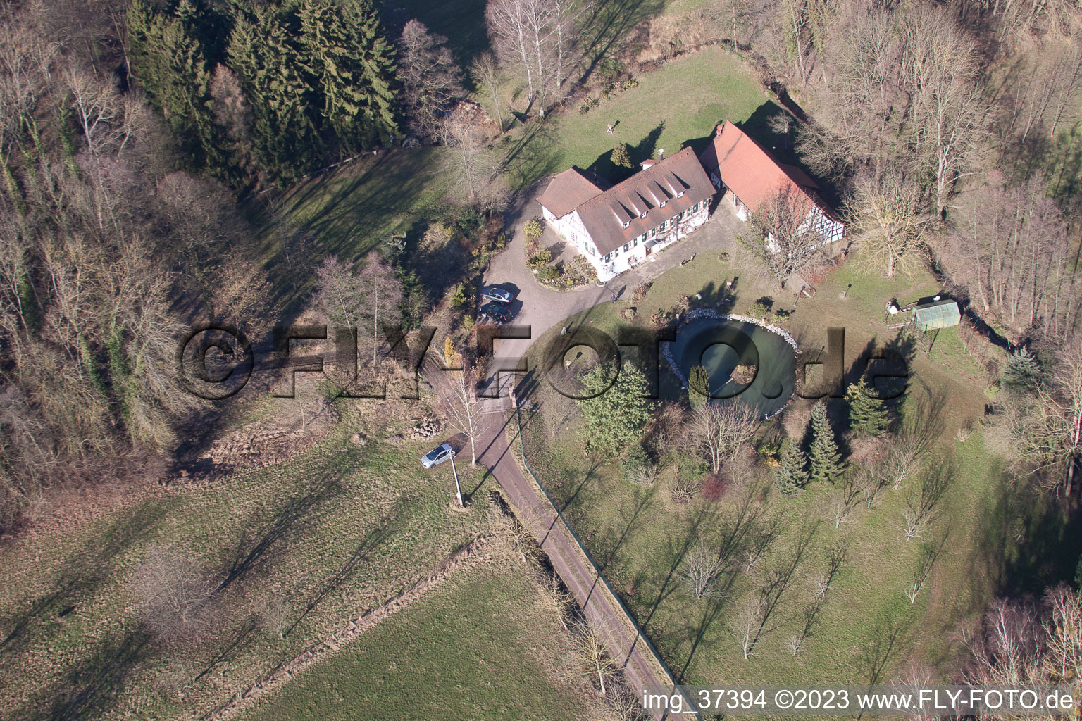 Drohnenaufname von Memmelshoffen im Bundesland Bas-Rhin, Frankreich