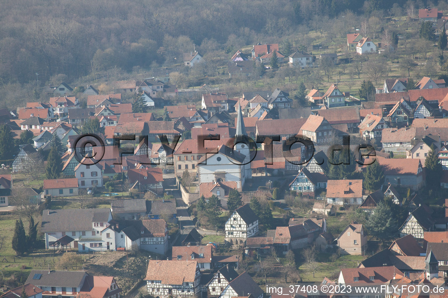 Luftaufnahme von Lampertsloch (Elsaß) im Bundesland Bas-Rhin, Frankreich