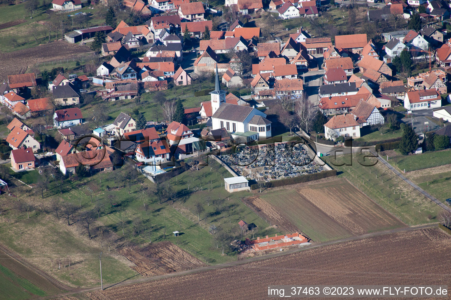 Luftaufnahme von Hermerswiller im Bundesland Bas-Rhin, Frankreich