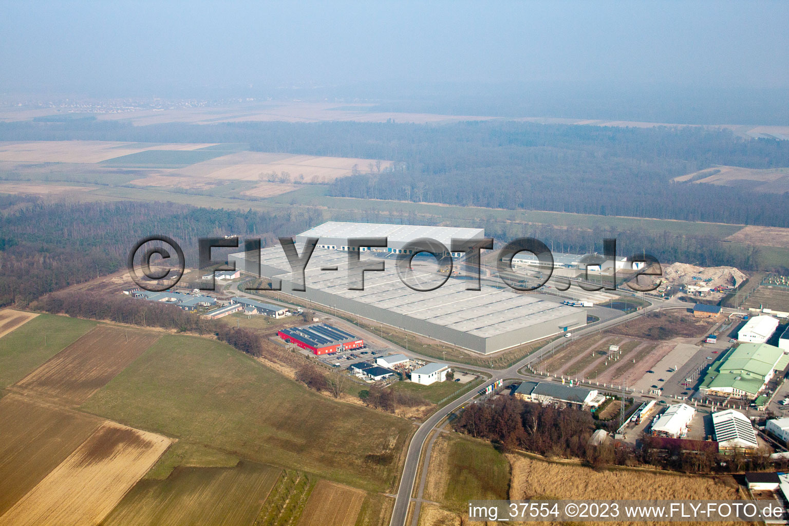 Luftbild von Minderslachen, Gewerbegebiet Horst, 3. Bauabschnitt Gazely in Kandel im Bundesland Rheinland-Pfalz, Deutschland