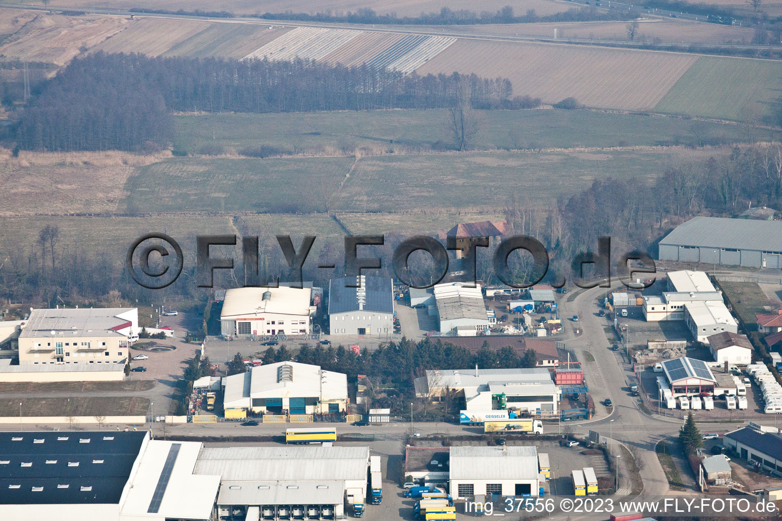 Minderslachen, Gewerbegebiet Horst in Kandel im Bundesland Rheinland-Pfalz, Deutschland von der Drohne aus gesehen