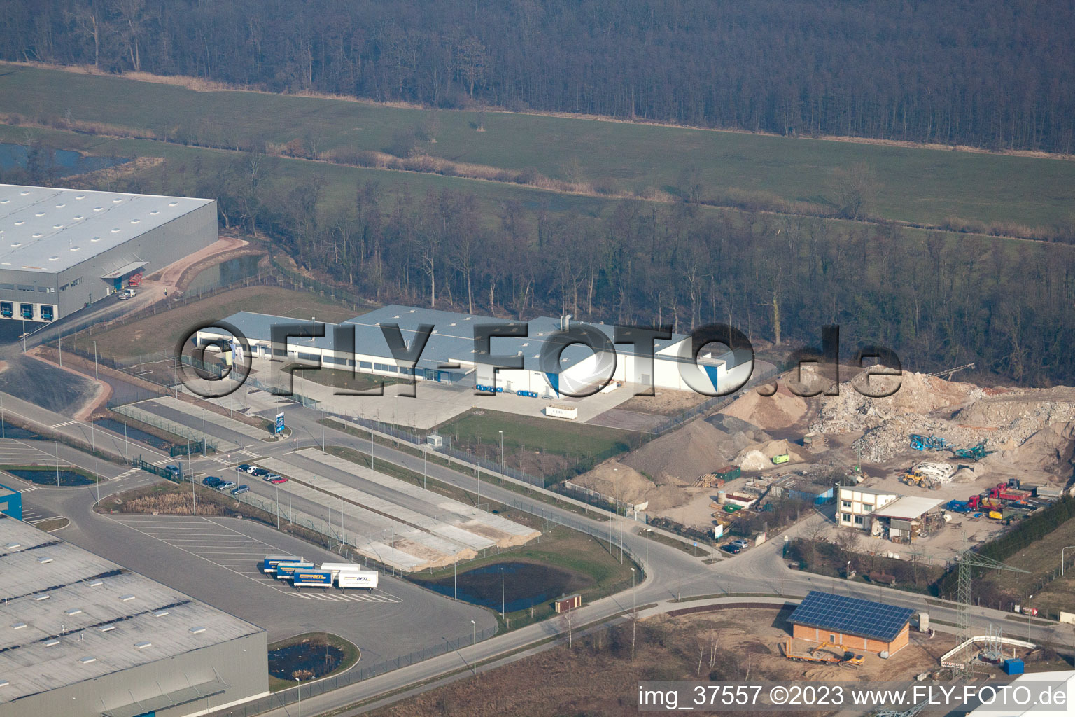 Luftbild von Minderslachen, Gewerbegebiet Horst in Kandel im Bundesland Rheinland-Pfalz, Deutschland