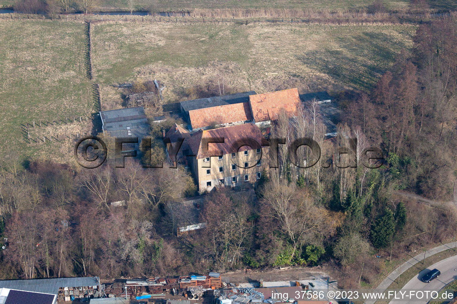 Minderslachen, Barthelsmühle in Kandel im Bundesland Rheinland-Pfalz, Deutschland aus der Luft betrachtet