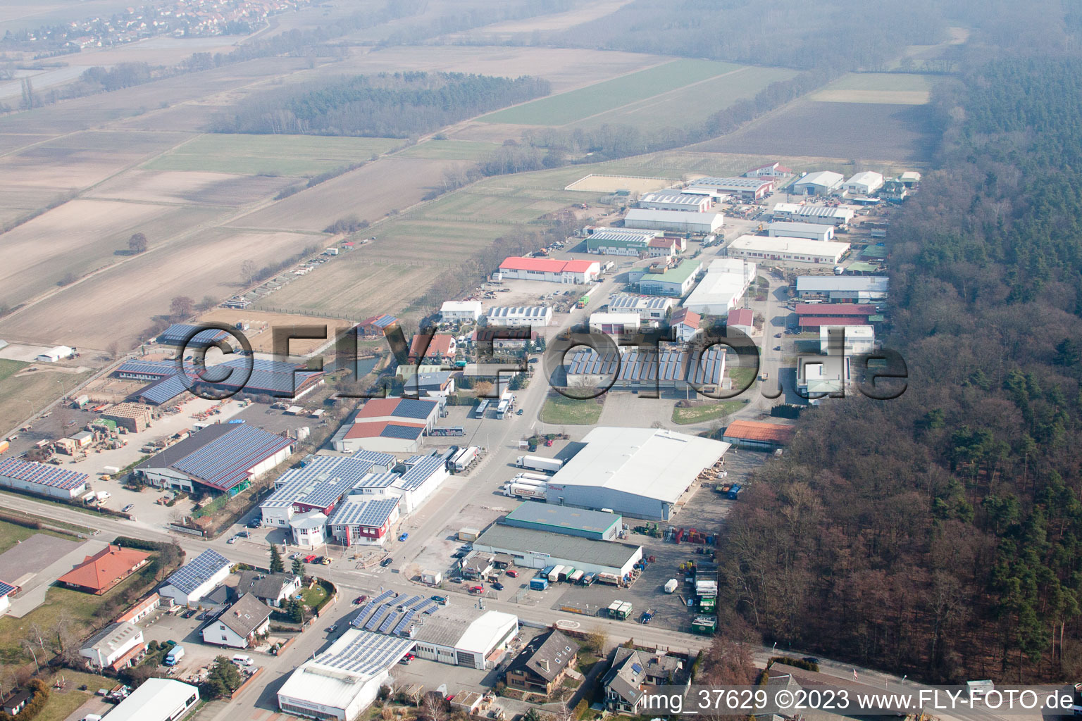 Luftbild von Herxheim, Gewerbegebiet Gäxwald in Herxheim bei Landau/Pfalz im Bundesland Rheinland-Pfalz, Deutschland