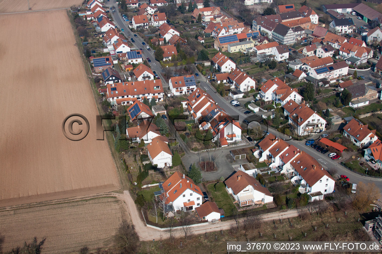 Mörlheim, Neubaugebiet in Landau in der Pfalz im Bundesland Rheinland-Pfalz, Deutschland aus der Luft betrachtet