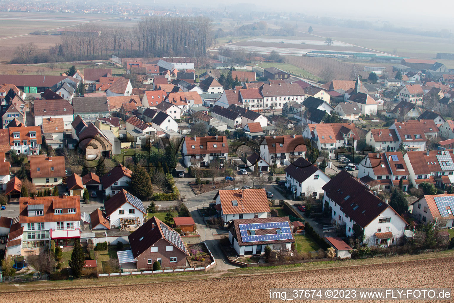 Mörlheim, Neubaugebiet in Landau in der Pfalz im Bundesland Rheinland-Pfalz, Deutschland aus der Drohnenperspektive