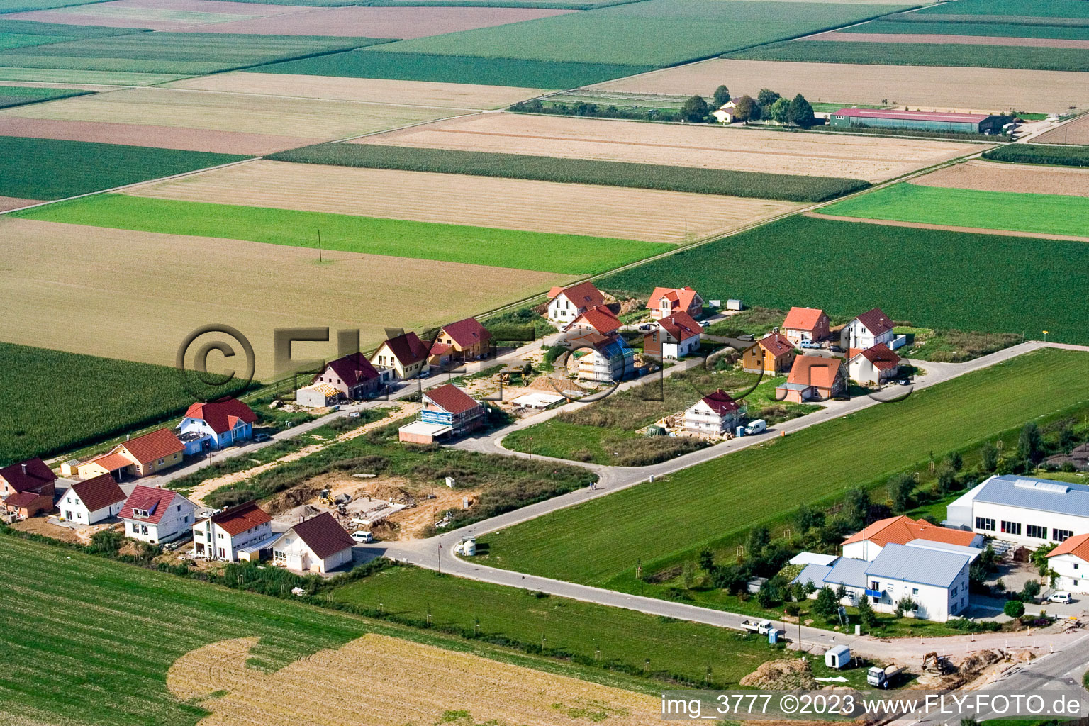 Luftaufnahme von Steinweiler, Neubaugebiet Brotäcker im Bundesland Rheinland-Pfalz, Deutschland