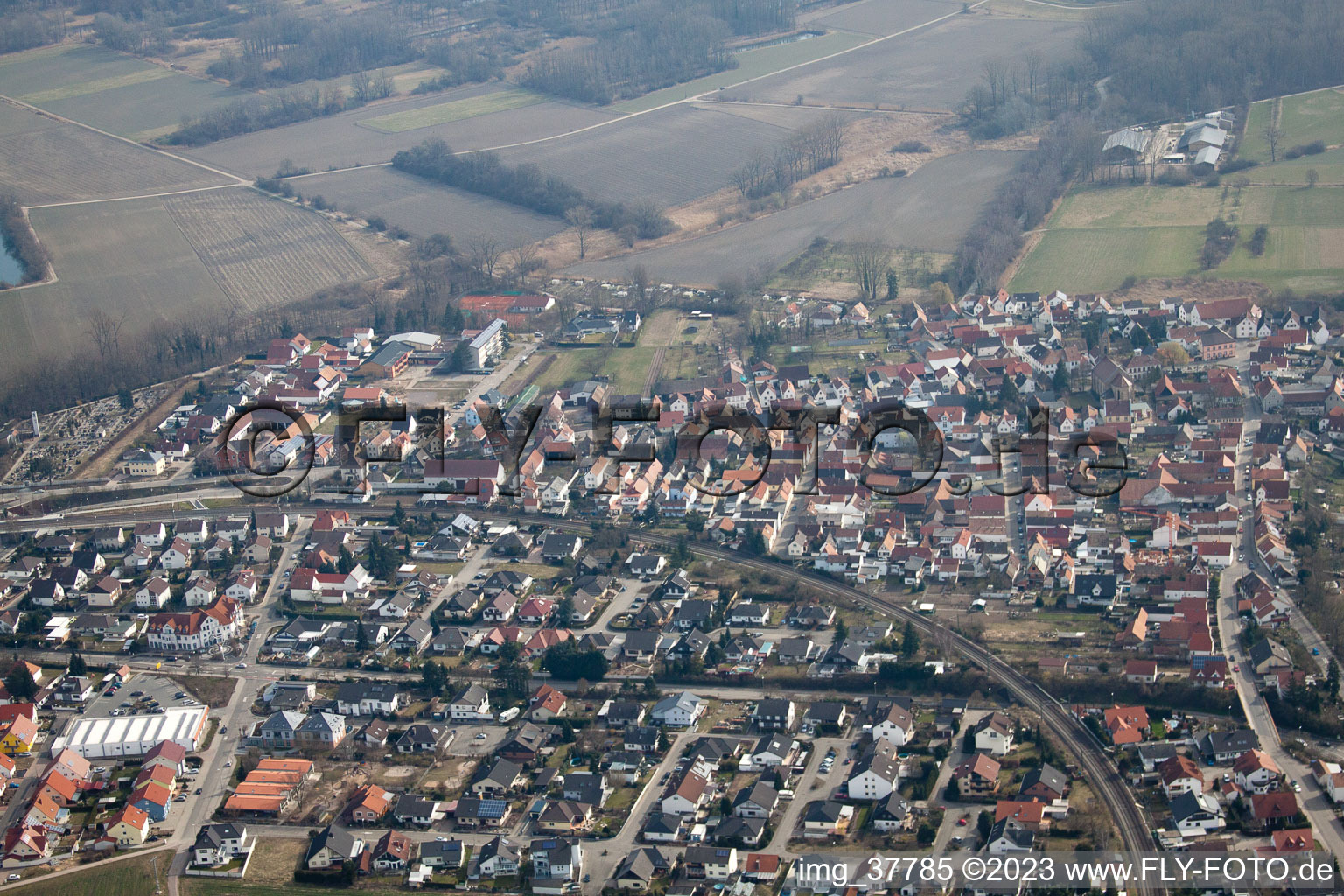 Luftaufnahme von Ortsteil Sondernheim in Germersheim im Bundesland Rheinland-Pfalz, Deutschland