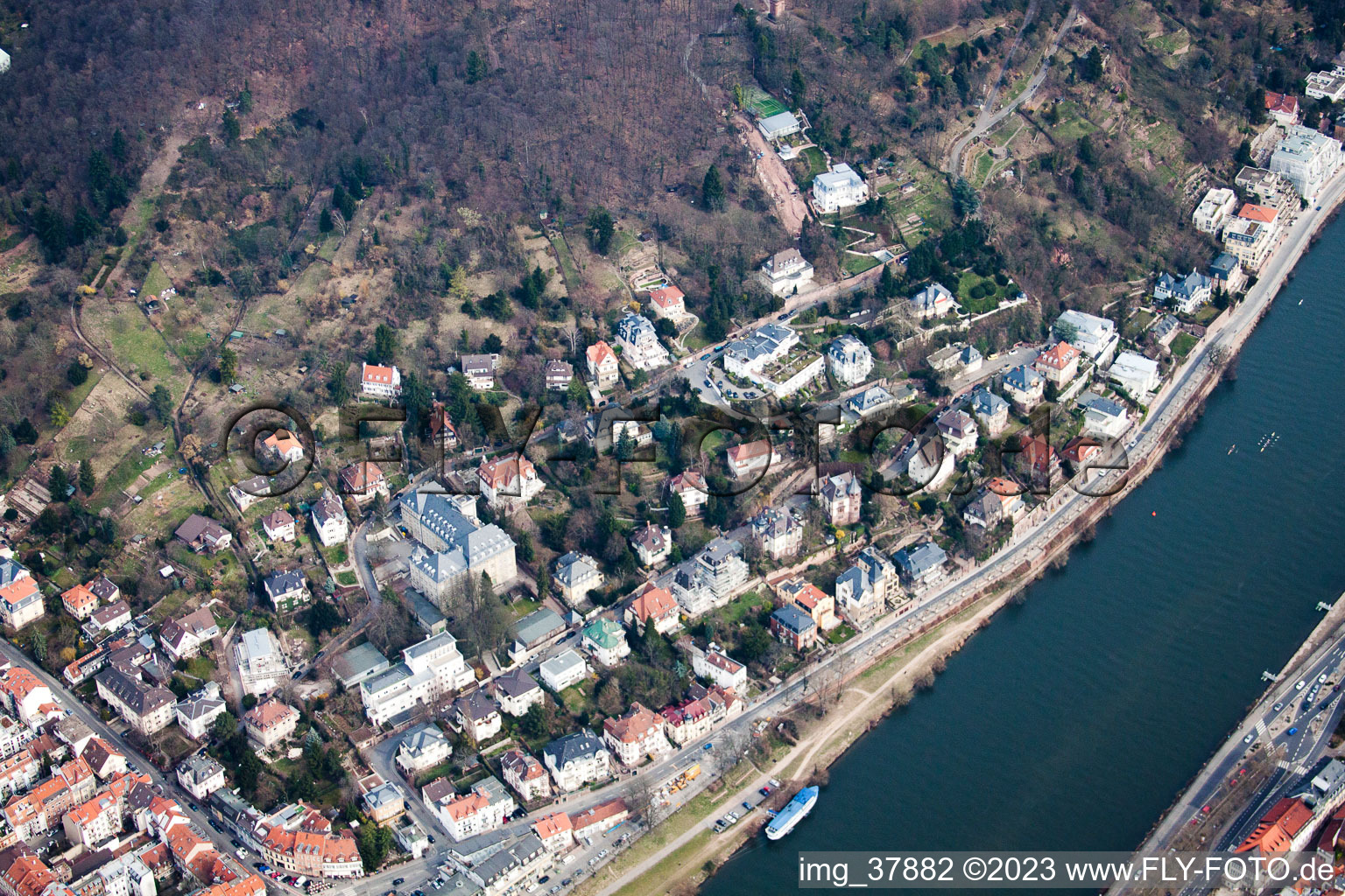 Luftaufnahme von Philosophenweg im Ortsteil Neuenheim in Heidelberg im Bundesland Baden-Württemberg, Deutschland