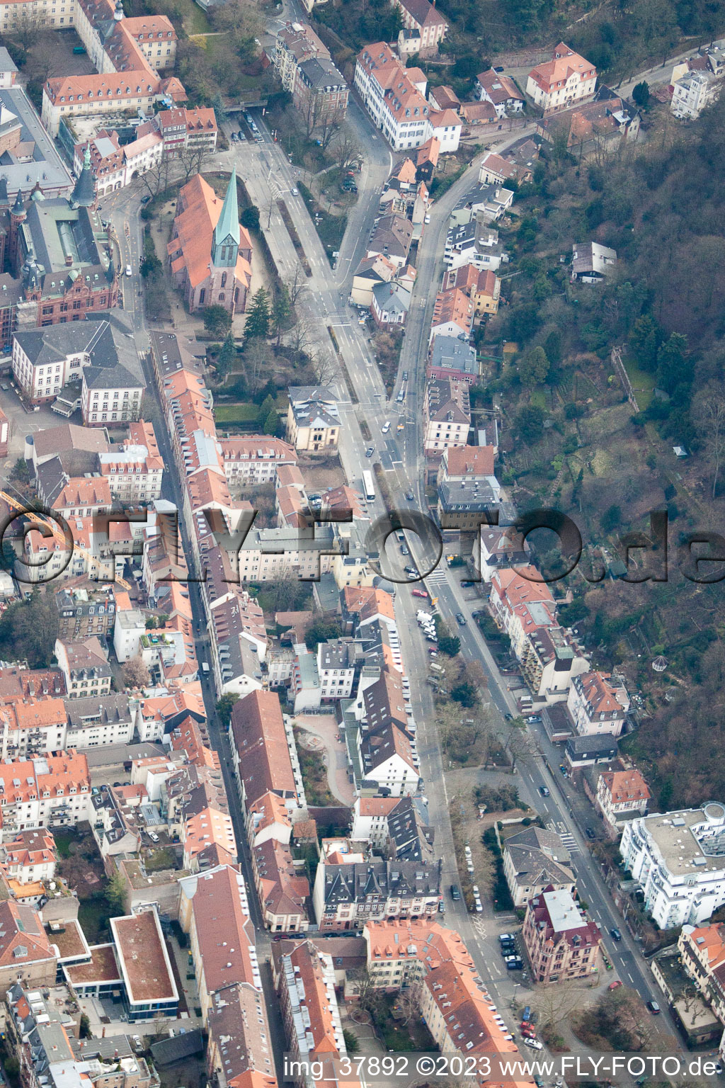 Luftbild von Friedrich Ebert Anlage im Ortsteil Voraltstadt in Heidelberg im Bundesland Baden-Württemberg, Deutschland