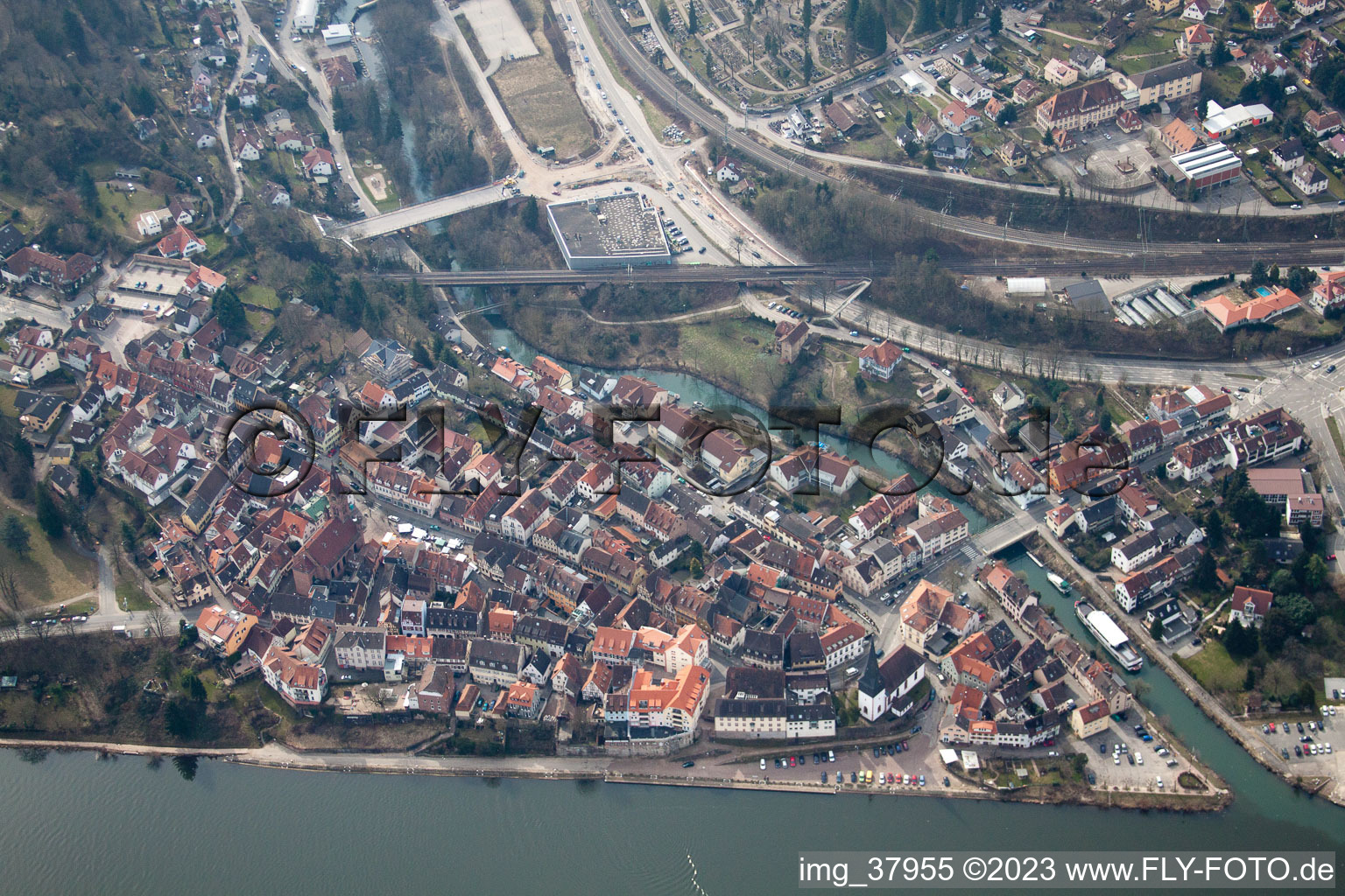 Luftaufnahme von Neckargemünd im Bundesland Baden-Württemberg, Deutschland